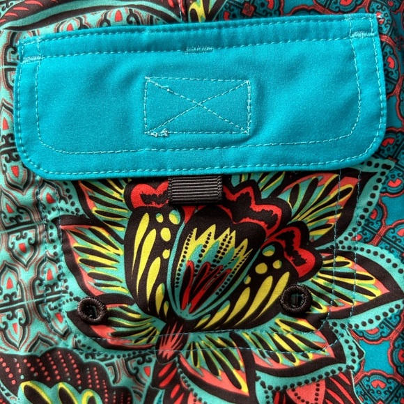 Prana Teal and Brown Floral Swim / Surf Shorts / L - Picture 7 of 11